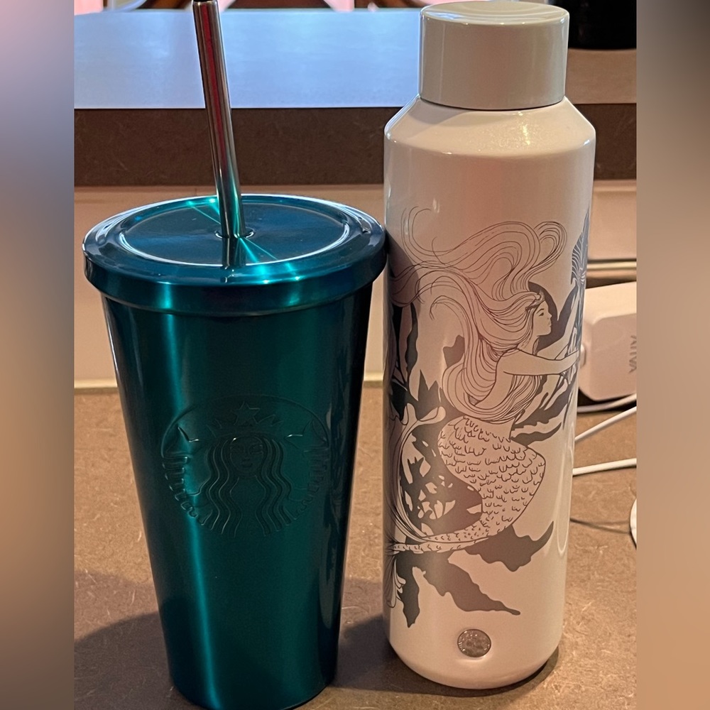 STARBUCKS Two items 2022 Limited Edition water bottle & Turquoise Cup